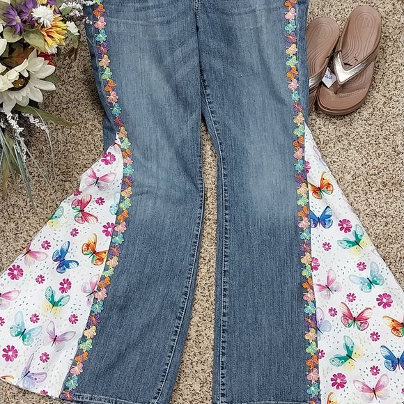 2693 14 Long Old Navy Then Flirt, Upcycled Stretch Bell-Bottoms - Picture 1 of 6